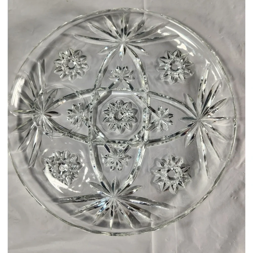 Vintage Set of 4 Anchor Hocking EAPC Party Dinner Bridal Plates‎ Snack Trays